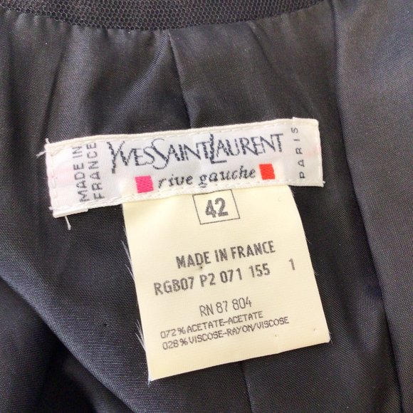 YVES SAINT LAURENT RIVE GAUCHE VINTAGE BLACK BOW BACK MESH DETAIL SLEEVELESS CRE - Picture 4 of 4